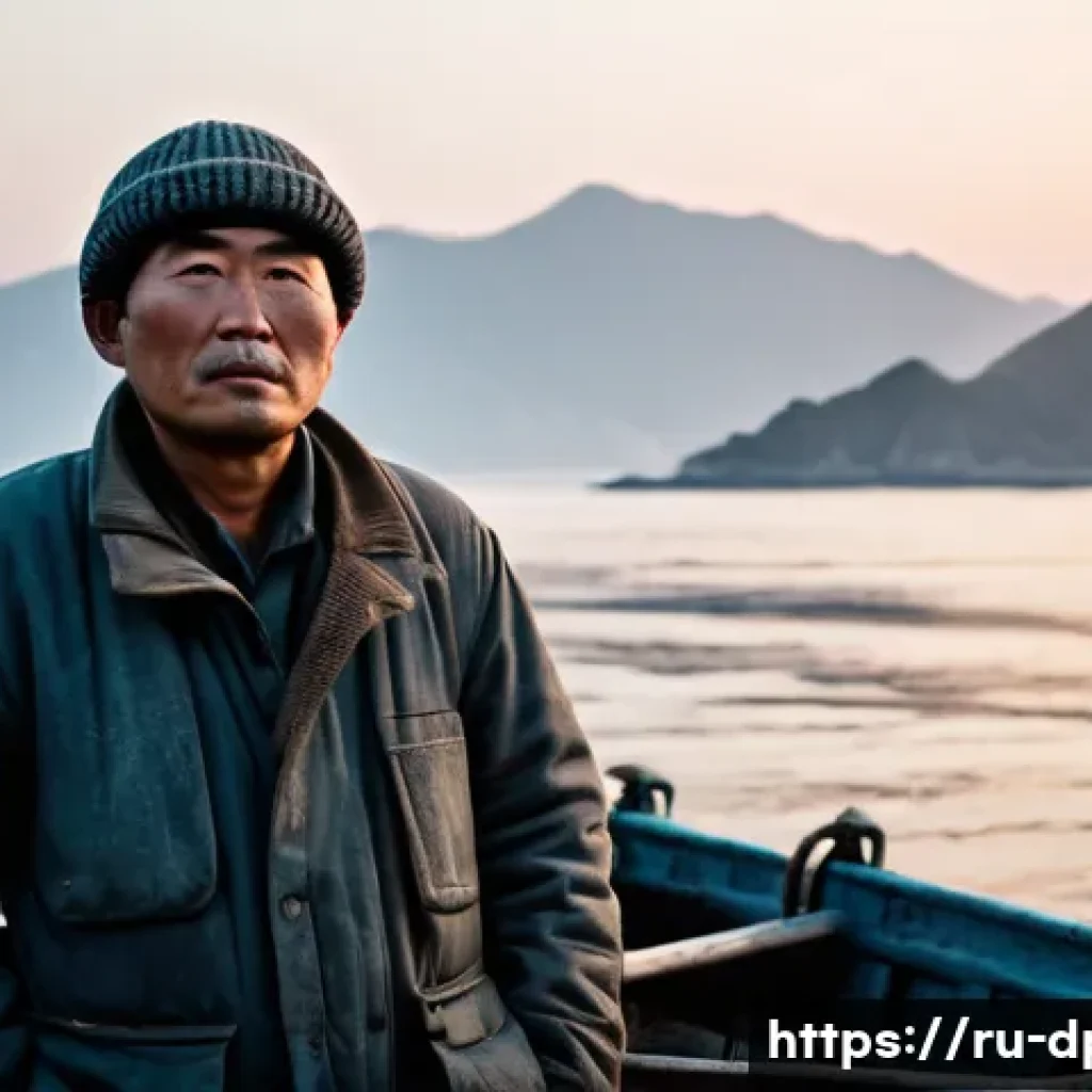 북한의 수산업 어업 방식과 어획량 - **Prompt 1: Resilient North Korean Coastal Fisherman**
A realistic, cinematic portrait of a Nort...