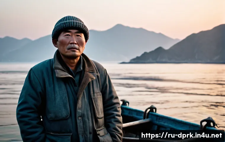 북한의 수산업 어업 방식과 어획량 - **Prompt 1: Resilient North Korean Coastal Fisherman**
A realistic, cinematic portrait of a Nort...