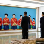 Home 18 북한의 사회 계급 특권층과 일반 주민 - A detailed scene depicting a high-ranking North Korean party elite family in Pyongyang, inside a spa...